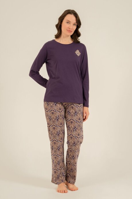 Arnetta Kadın Pamuklu Everyday Is A Fresh Start Mor Uzun Kol Pijama Takım AR3769-S-V1 - 8