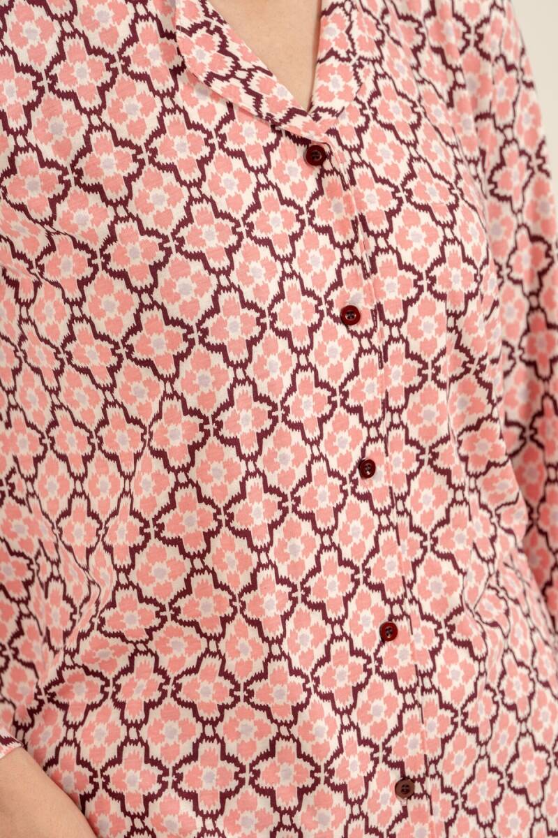 Arnetta Kadın Pamuklu Flowers Desenli Pembe Gömlek Pijama Takımı AR3761-S-V1 - 5