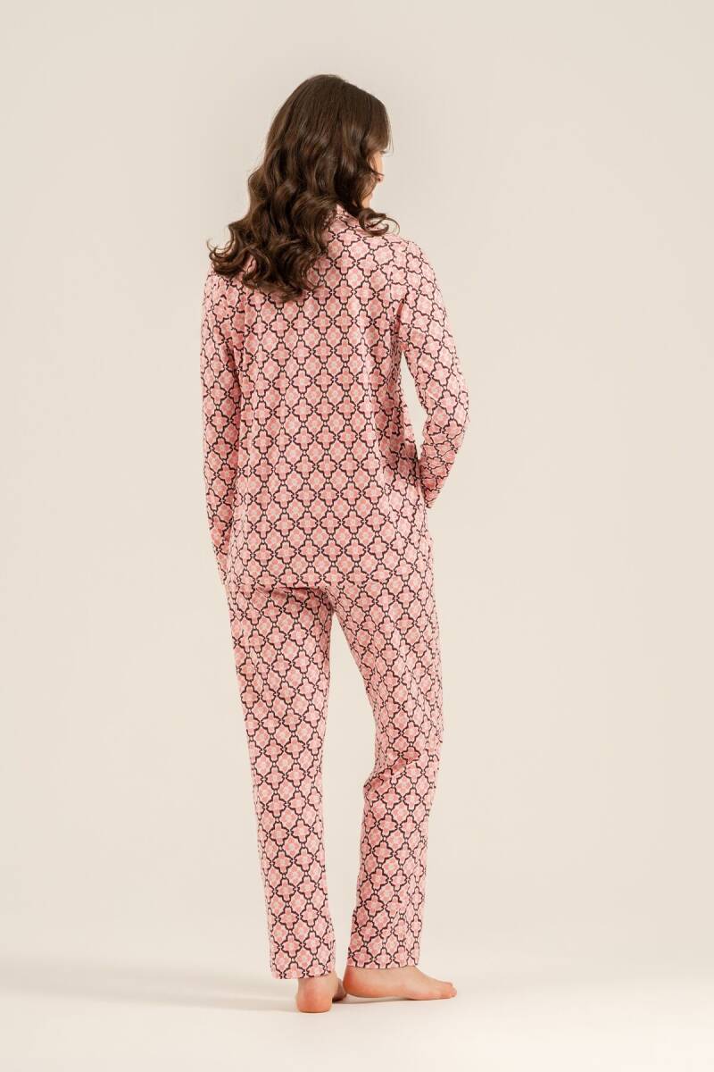 Arnetta Kadın Pamuklu Flowers Desenli Pembe Gömlek Pijama Takımı AR3761-S-V1 - 4