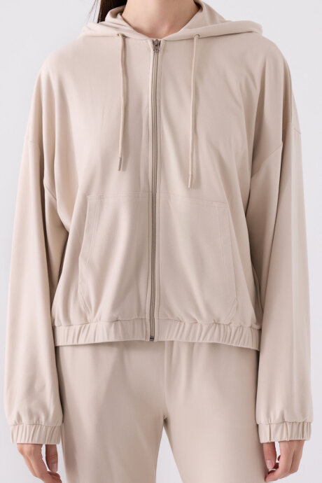 Arnetta Kadın Pamuklu Kapüşonlu Pigment Baskılı Kışlık Regular Fit Krem Pijama Takımı AR3110-S-V2 - 6