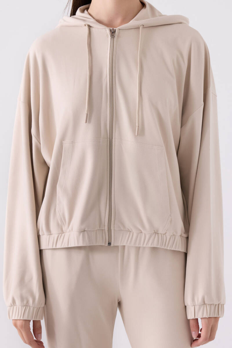 Arnetta Kadın Pamuklu Kapüşonlu Pigment Baskılı Kışlık Regular Fit Krem Pijama Takımı AR3110-S-V2 - 6
