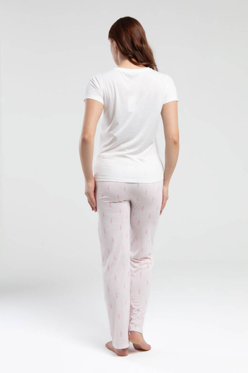 Arnetta Kadın Pamuklu Bisiklet Yaka Baskısız Yazlık Regular Fit Beyaz Lohusa Takım AR3250-S-V1 - 4