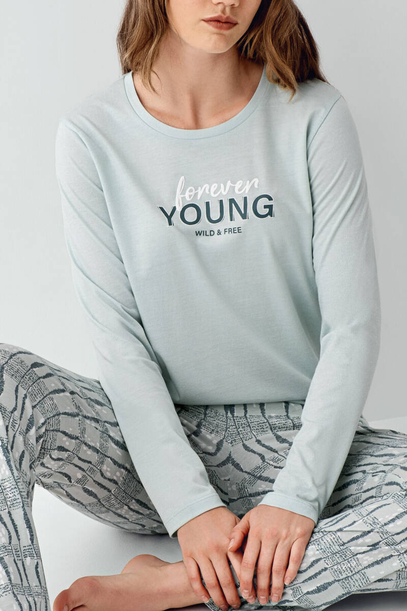 Arnetta Kadın Pamuklu Kışlık Regular Fit Yeşil Pijama Takımı AR3405-S-V1 - 4
