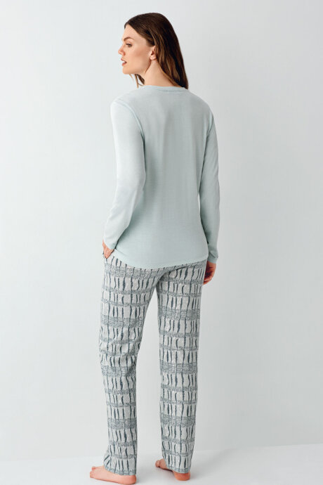 Arnetta Kadın Pamuklu Kışlık Regular Fit Yeşil Pijama Takımı AR3405-S-V1 - 6