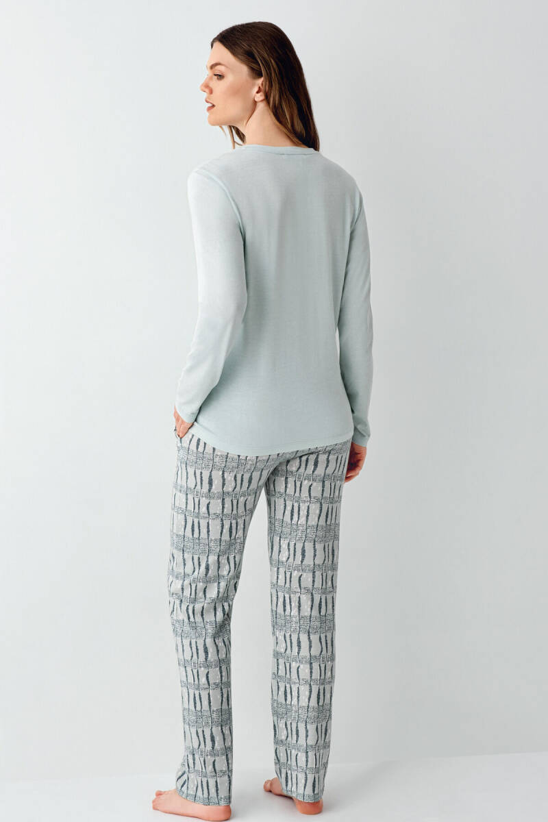 Arnetta Kadın Pamuklu Kışlık Regular Fit Yeşil Pijama Takımı AR3405-S-V1 - 6