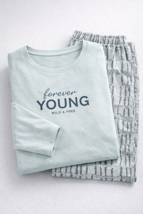 Arnetta Kadın Pamuklu Kışlık Regular Fit Yeşil Pijama Takımı AR3405-S-V1 - 7