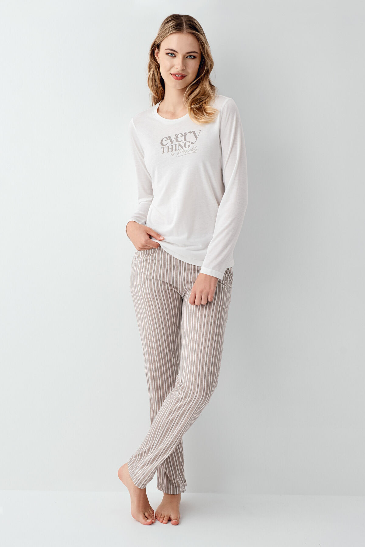 Arnetta Kadın Beyaz Pijama Takımı