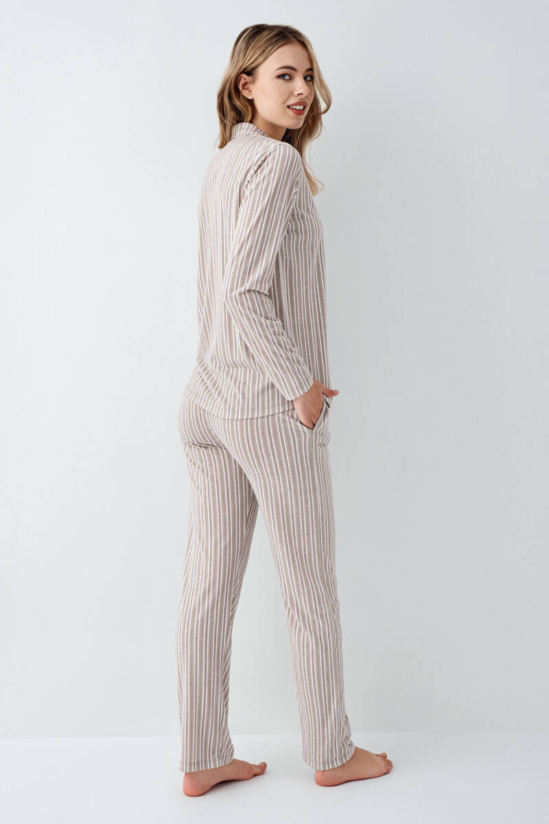 Arnetta Kadın Pamuklu Kışlık Regular Fit Beyaz Gömlek Pijama Takım AR3426-S-V1 - 6