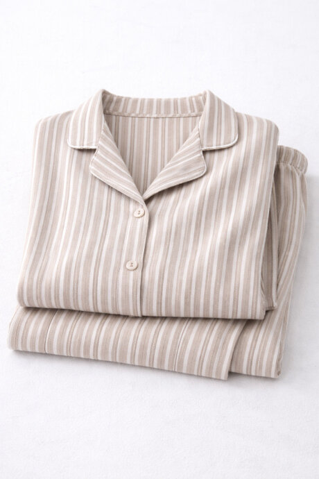 Arnetta Kadın Pamuklu Kışlık Regular Fit Beyaz Gömlek Pijama Takım AR3426-S-V1 - 5