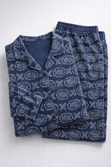 Arnetta Kadın Pamuklu Kışlık Regular Fit Mavi Gömlek Pijama Takım AR3402-S-V1 - 7