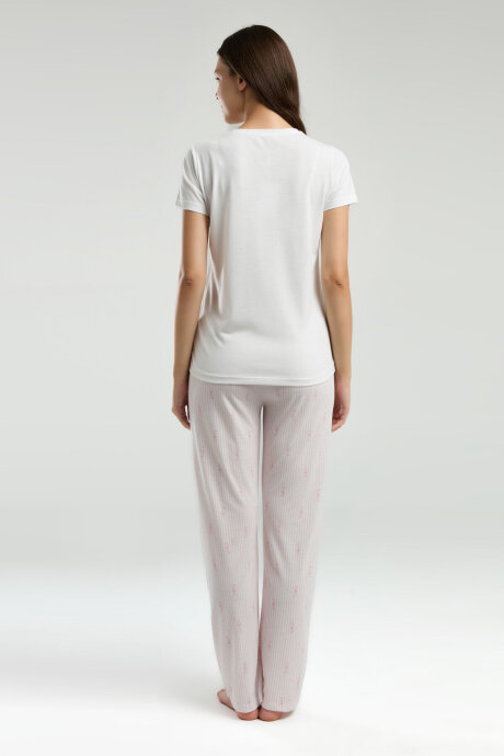 Arnetta Kadın Hakim Yaka Pigment Baskılı Yazlık Regular Fit Krem Pijama Takımı AR3254-S-V1 - 5