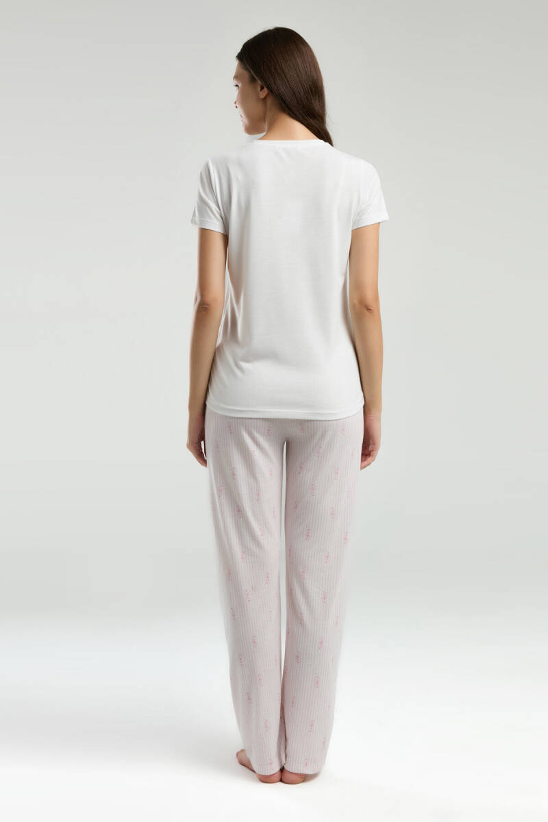 Arnetta Kadın Hakim Yaka Pigment Baskılı Yazlık Regular Fit Krem Pijama Takımı AR3254-S-V1 - 5
