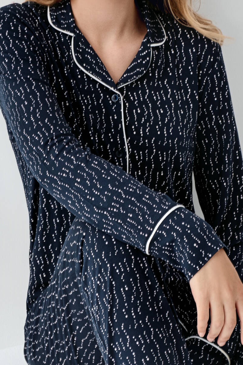Arnetta Kadın Pamuklu Kışlık Regular Fit Lacivert Gömlek Pijama Takım AR3430-S-V1 - 3