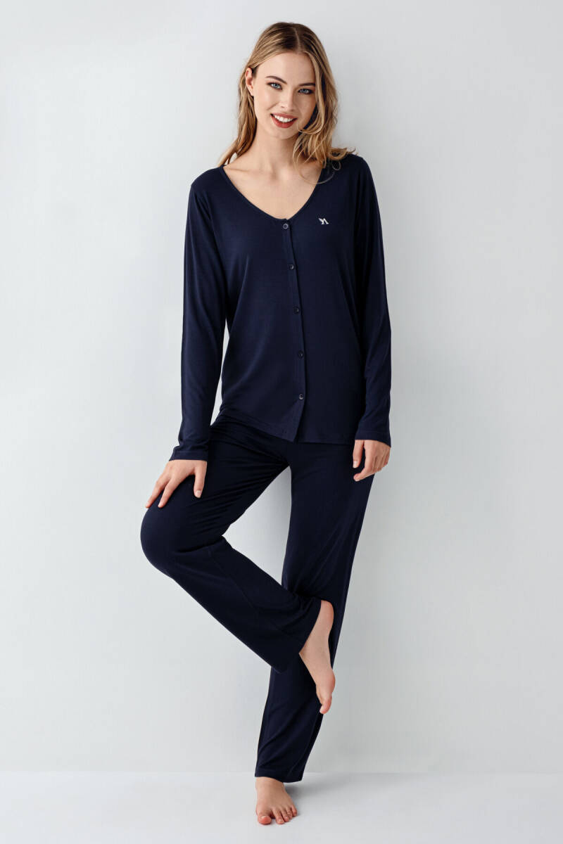 Arnetta Kadın Pamuklu Kışlık Regular Fit Lacivert Pijama Takımı AR3460-S-V1 - 2