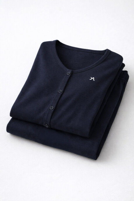 Arnetta Kadın Pamuklu Kışlık Regular Fit Lacivert Pijama Takımı AR3460-S-V1 - 5