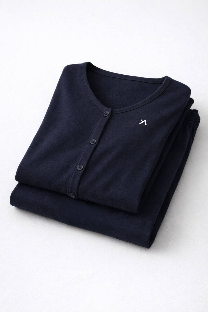 Arnetta Kadın Pamuklu Kışlık Regular Fit Lacivert Pijama Takımı AR3460-S-V1 - 5