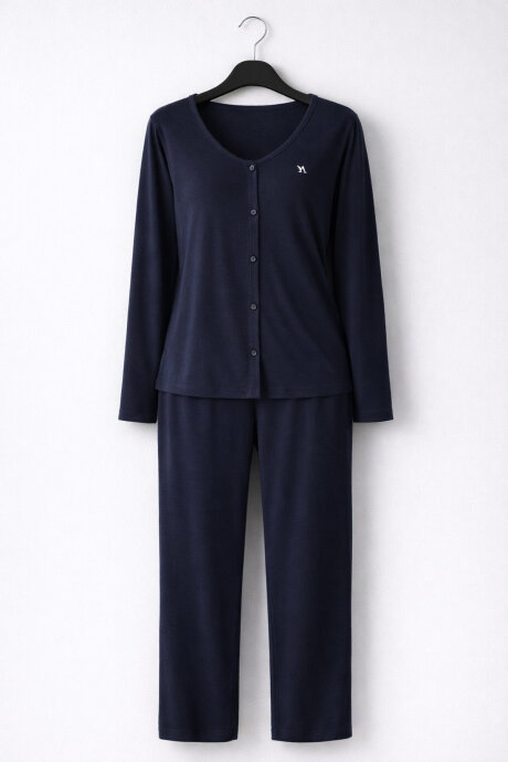Arnetta Kadın Pamuklu Kışlık Regular Fit Lacivert Pijama Takımı AR3460-S-V1 - 6