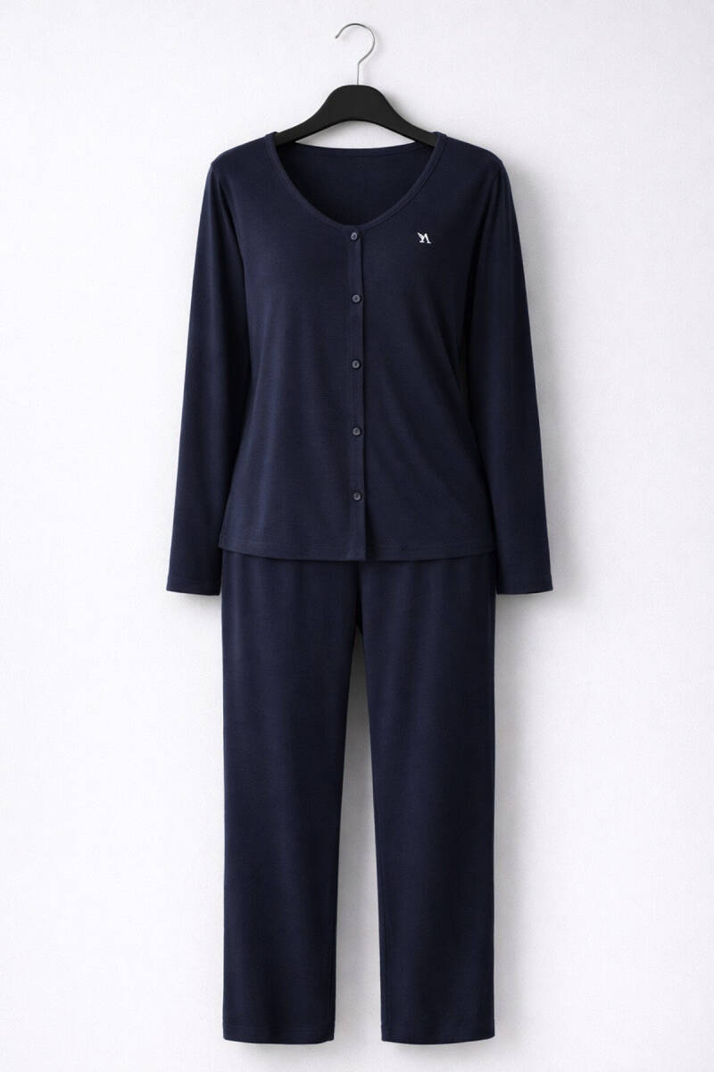 Arnetta Kadın Pamuklu Kışlık Regular Fit Lacivert Pijama Takımı AR3460-S-V1 - 6