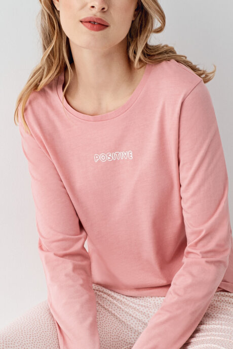 Arnetta Kadın Pamuklu Bisiklet Yaka Pigment Baskılı Kışlık Regular Fit Pembe Pijama Takımı AR3417-S-V1 - 4