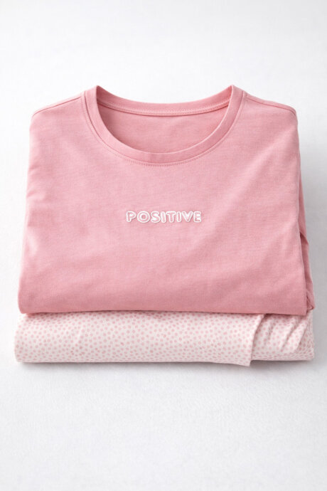 Arnetta Kadın Pamuklu Bisiklet Yaka Pigment Baskılı Kışlık Regular Fit Pembe Pijama Takımı AR3417-S-V1 - 3