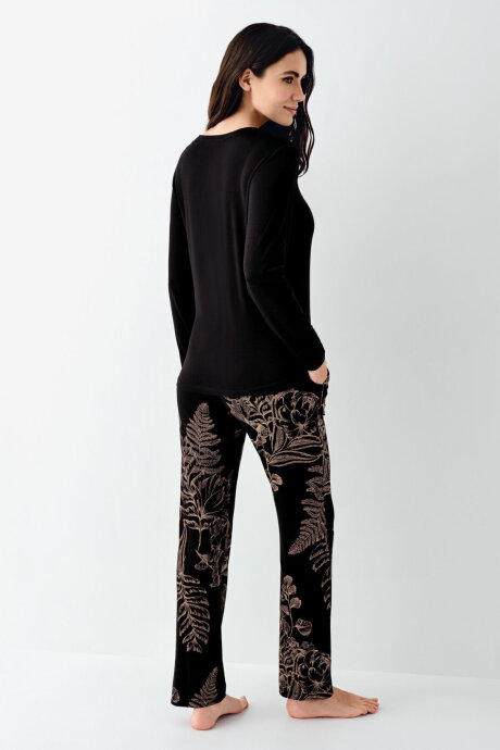 Arnetta Kadın Pamuklu Kışlık Regular Fit Siyah Pijama Takımı AR3439-S-V2 - 4