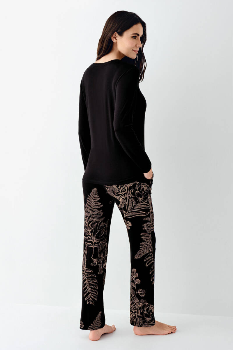 Arnetta Kadın Pamuklu Kışlık Regular Fit Siyah Pijama Takımı AR3439-S-V2 - 4