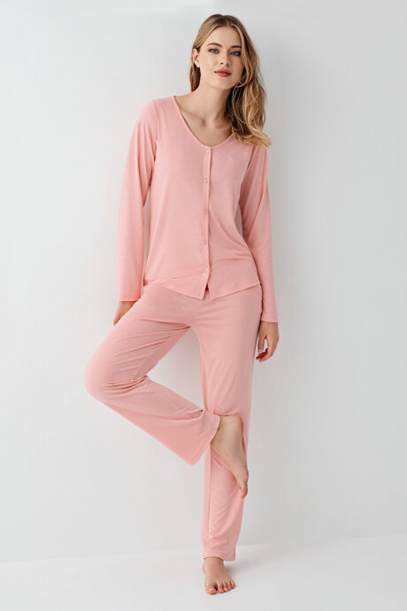 Arnetta Kadın Pamuklu Kışlık Regular Fit Pembe Pijama Takımı AR3460-S-V2 (1)