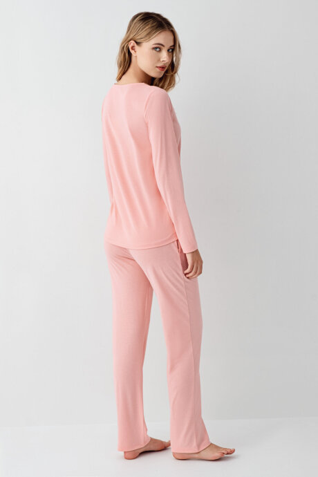Arnetta Kadın Pamuklu Kışlık Regular Fit Pembe Pijama Takımı AR3460-S-V2 - 4