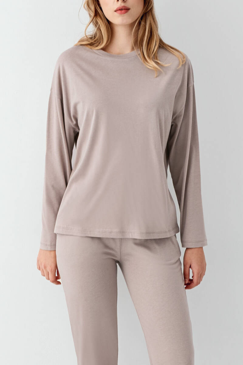 Arnetta Kadın Pamuklu Kışlık Regular Fit Kahverengi Pijama Takımı AR3407-S-V3 - 3