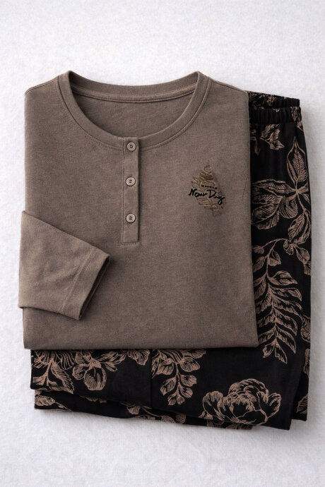 Arnetta Kadın Kışlık Regular Fit Kahverengi Pijama Takımı AR3439-S-V1 - 5