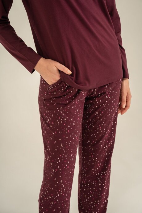 Arnetta Kadın Pamuklu Just Close Your Eyes Mor Uzun Kol Pijama Takım AR3774-S-V1 - 6