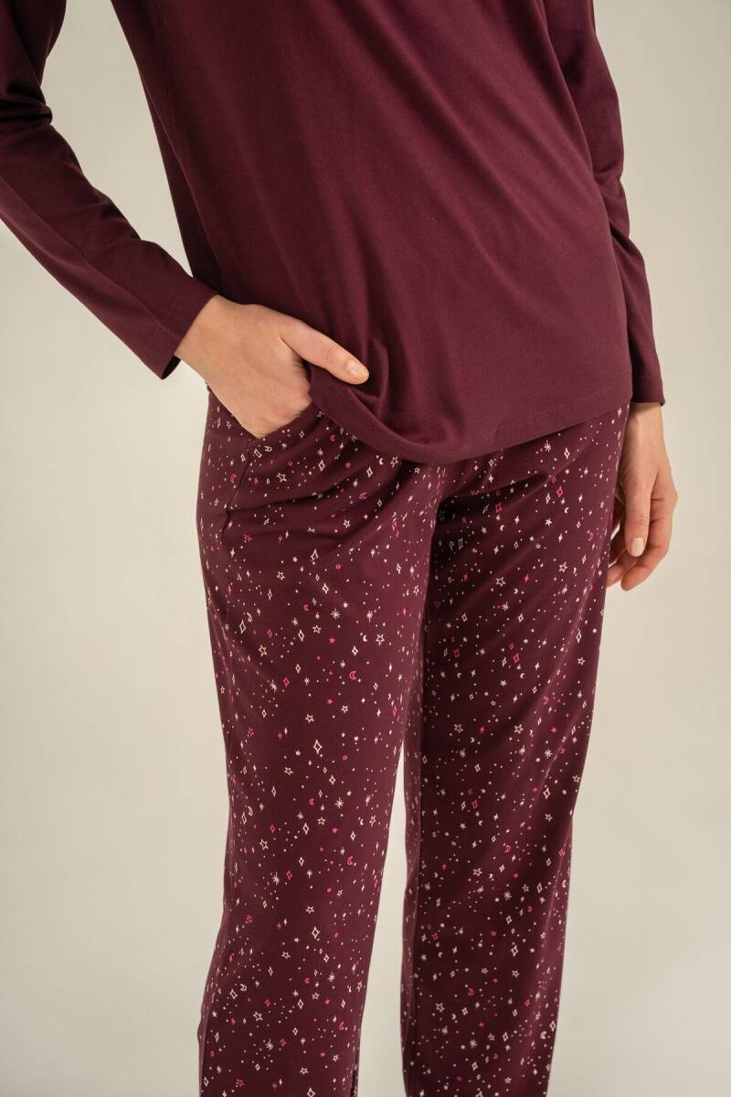 Arnetta Kadın Pamuklu Just Close Your Eyes Mor Uzun Kol Pijama Takım AR3774-S-V1 - 6