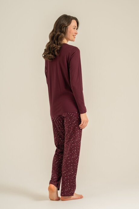 Arnetta Kadın Pamuklu Just Close Your Eyes Mor Uzun Kol Pijama Takım AR3774-S-V1 - 4