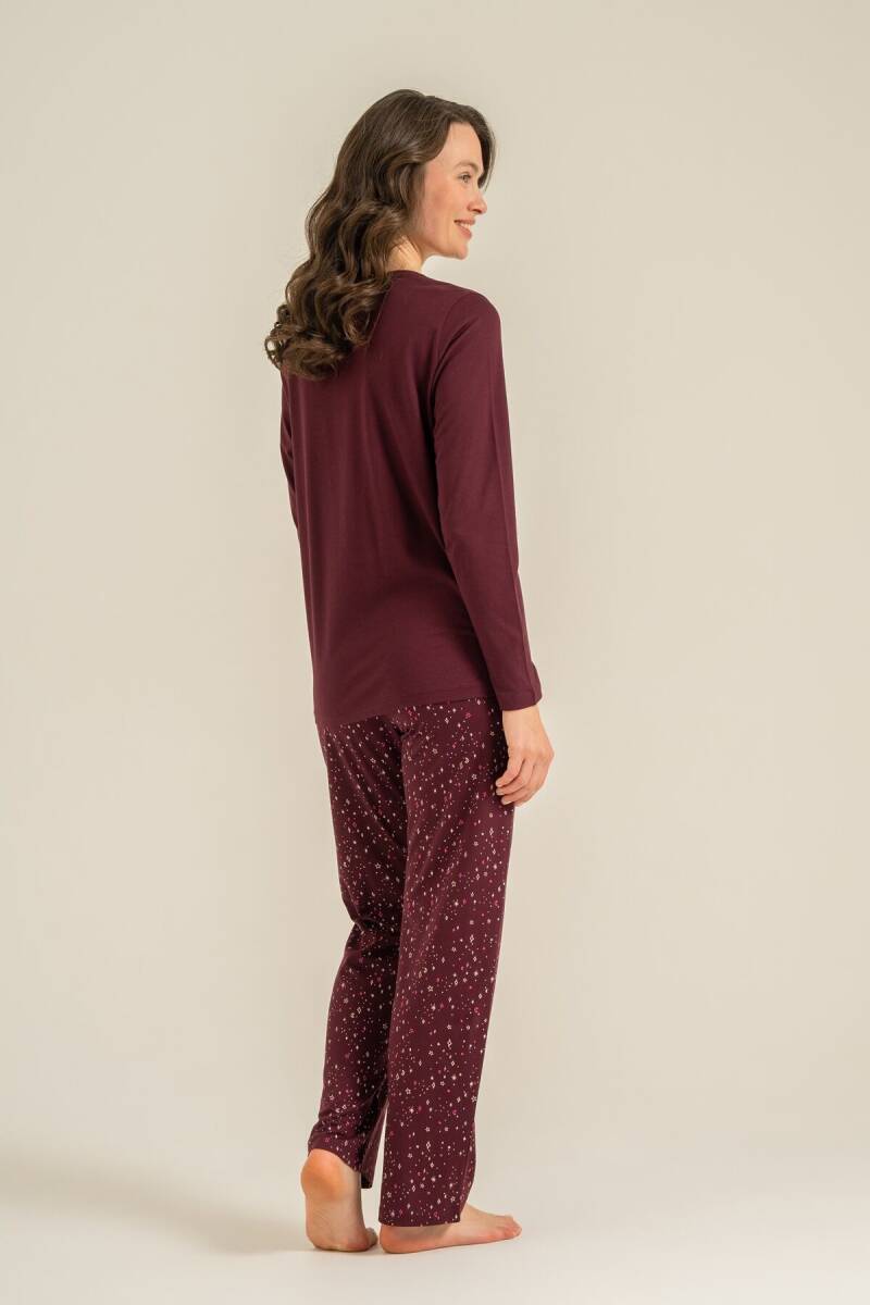 Arnetta Kadın Pamuklu Just Close Your Eyes Mor Uzun Kol Pijama Takım AR3774-S-V1 - 4