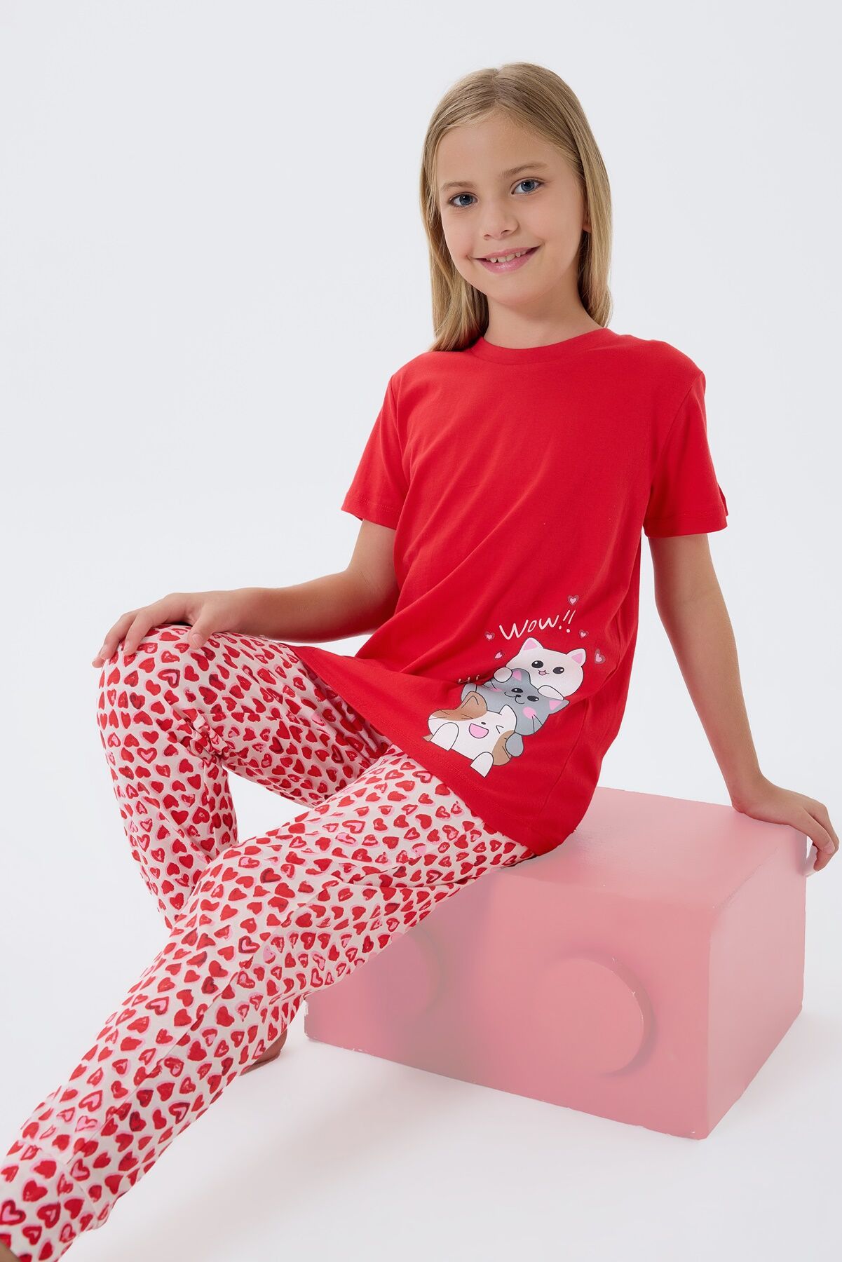 Arnetta Kız Çocuk Kırmızı Pijama Takım