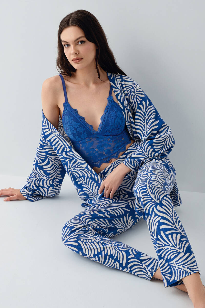 Arnetta Kadın Lacivert 3'lü Pijama Takım