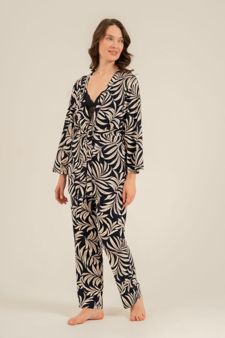 Arnetta Kadın Pamuklu Lacivert Çiçek Desenli Braletli Pijama Takımı AR3740-S-V1 - 7