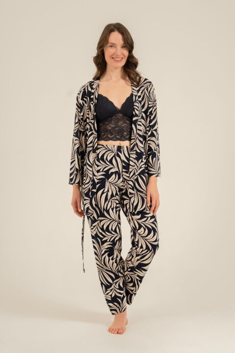 Arnetta Kadın Pamuklu Lacivert Çiçek Desenli Braletli Pijama Takımı AR3740-S-V1 - 6