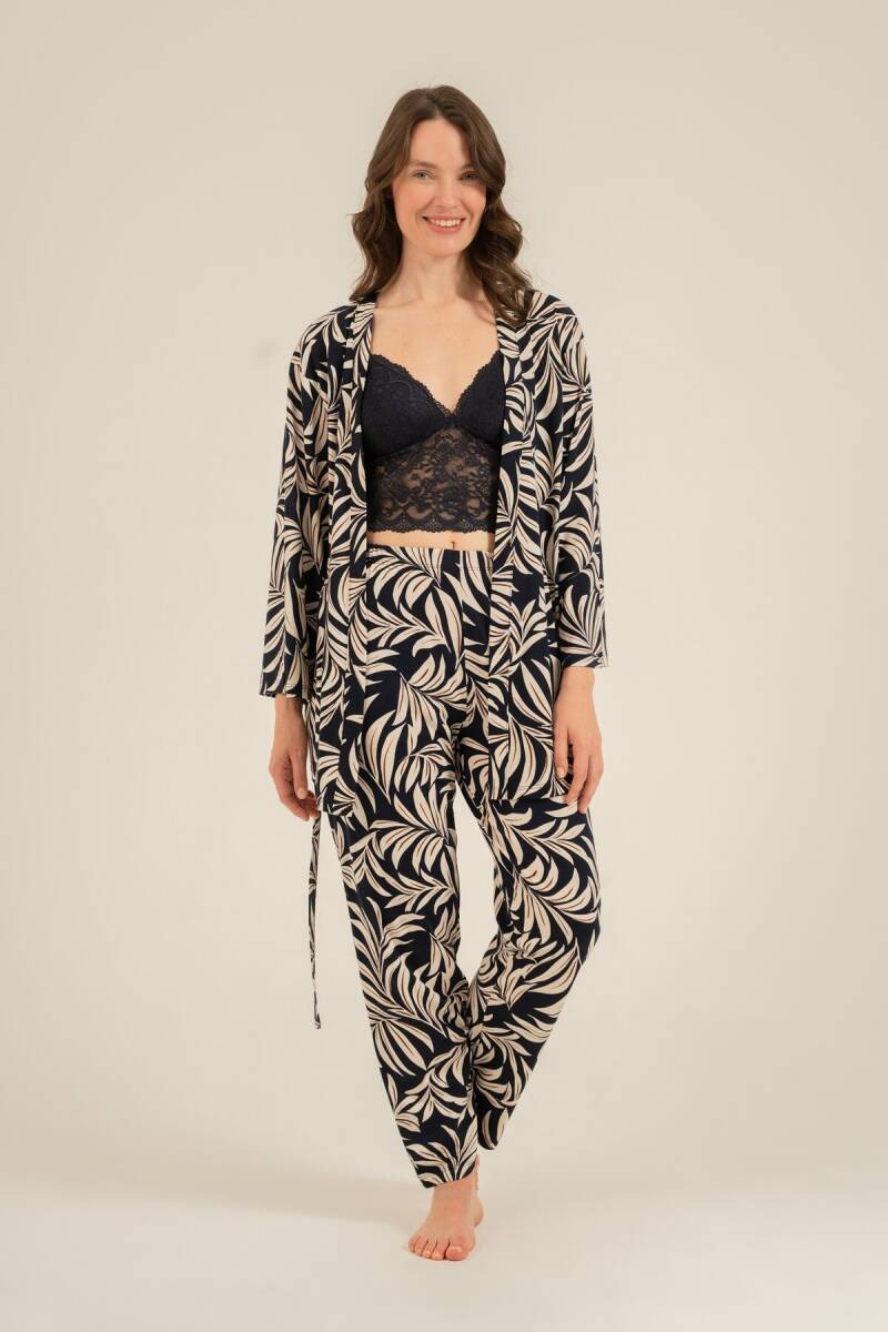 Arnetta Kadın Pamuklu Lacivert Çiçek Desenli Braletli Pijama Takımı AR3740-S-V1 - 6