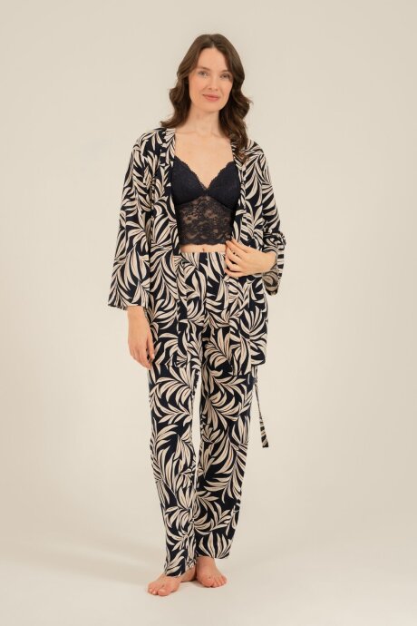 Arnetta Kadın Pamuklu Lacivert Çiçek Desenli Braletli Pijama Takımı AR3740-S-V1 - 8