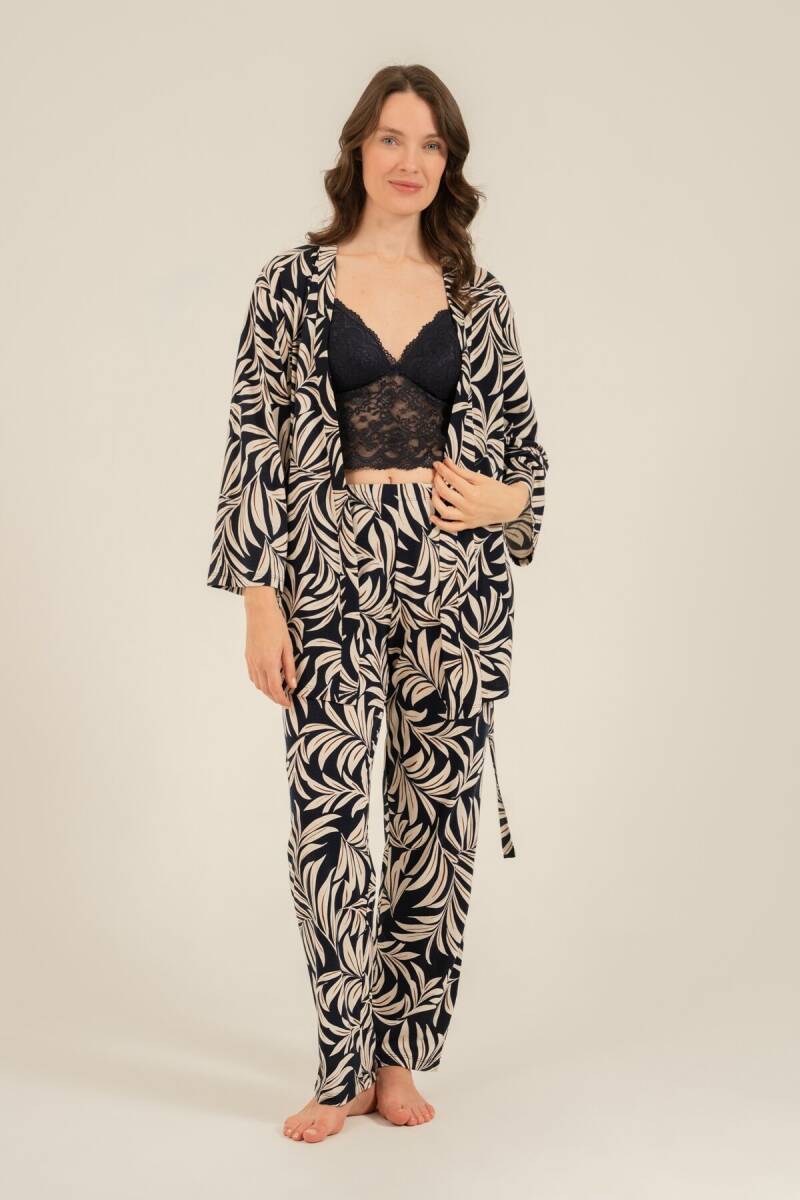 Arnetta Kadın Pamuklu Lacivert Çiçek Desenli Braletli Pijama Takımı AR3740-S-V1 - 8