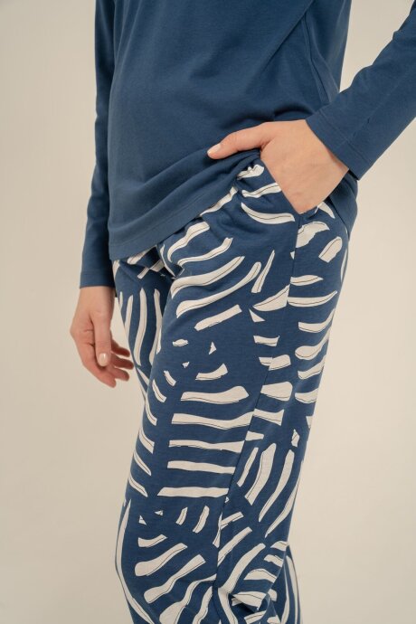 Arnetta Kadın Pamuklu Lacivert Uzun Kol Pijama Takım AR3764-S-V1 - 6