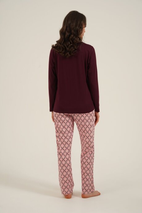 Arnetta Kadın Pamuklu Live Love Sparkle Mor Uzun Kol Pijama Takım AR3760-S-V1 - 4
