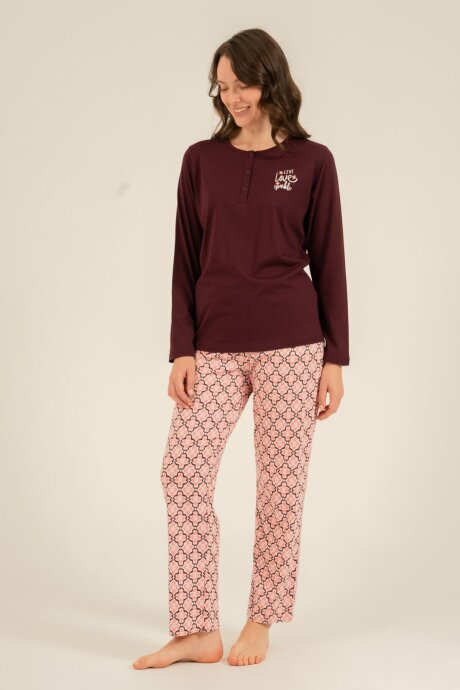 Arnetta Kadın Pamuklu Live Love Sparkle Mor Uzun Kol Pijama Takım AR3760-S-V1 - 3