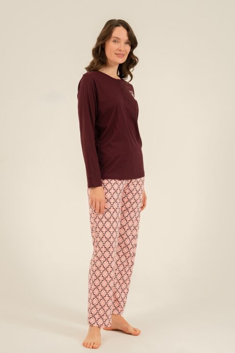 Arnetta Kadın Pamuklu Live Love Sparkle Mor Uzun Kol Pijama Takım AR3760-S-V1 - 7