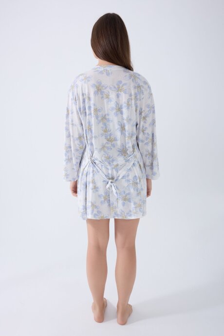 Arnetta Kadın Pamuklu Bisiklet Yaka Baskılı Yazlık Regular Fit Mavi Pijama Takımı AR3625-S-V2 - 4