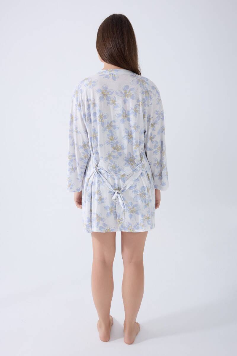 Arnetta Kadın Pamuklu Bisiklet Yaka Baskılı Yazlık Regular Fit Mavi Pijama Takımı AR3625-S-V2 - 4