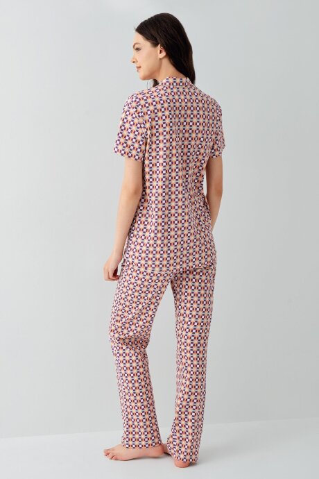 Arnetta Kadın Gömlek Yaka Baskılı Yazlık Regular Fit Mor Pijama Takımı AR3562-S-V1 - 4