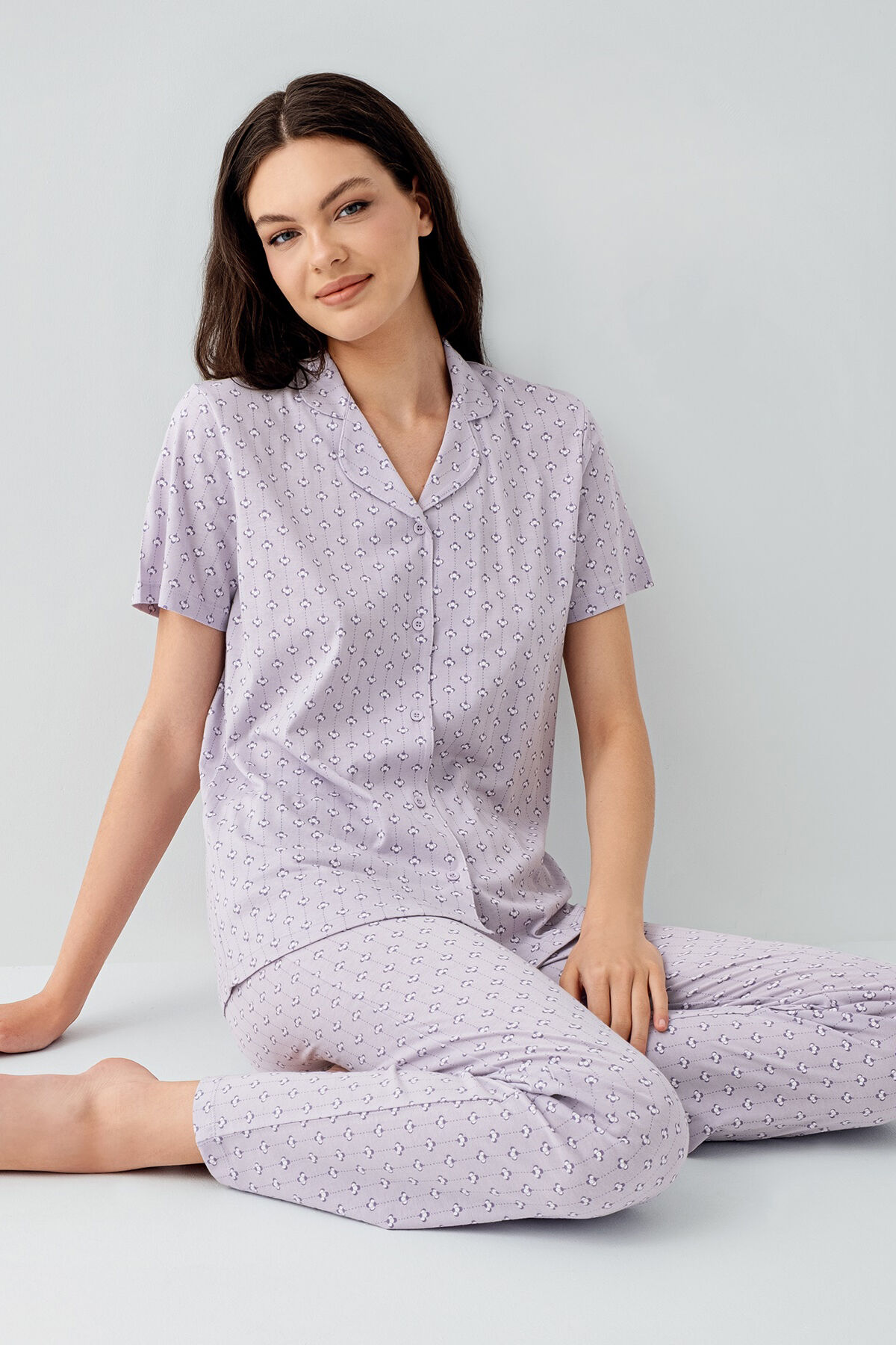 Arnetta Kadın Mor Gömlek Pijama Takım