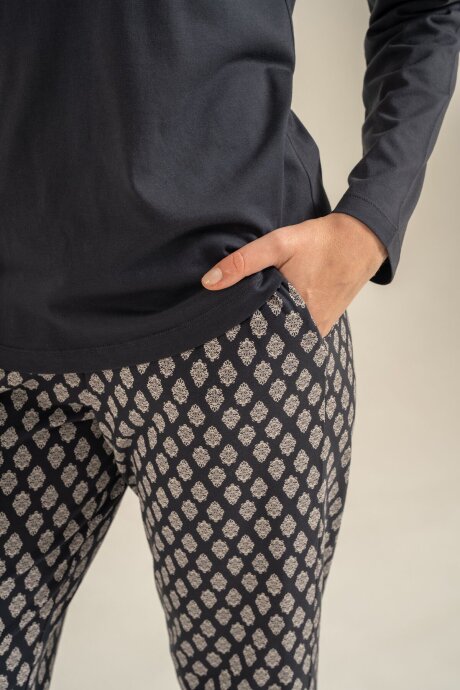 Arnetta Kadın Pamuklu Nakışlı Antrasit Uzun Kol Pijama Takım AR3749-S-V1 - 6